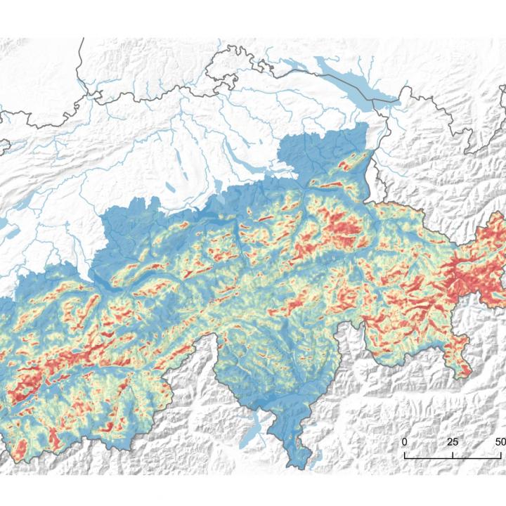 Habitateignung für Bartgeier in den Schweizer Alpen (c) Sergio Vignali et al., Conservation Biology, Univ. Bern